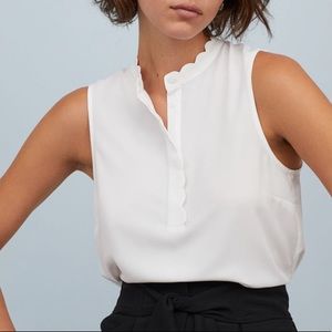 H&M Scalloped White tank top size 6 BNWT